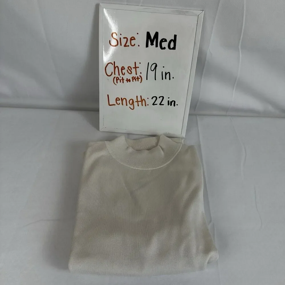 Pendleton Women's Classic Ivory Mock Neck Sweater Silk and Nylon NWT - Size MED - Picture 10 of 11